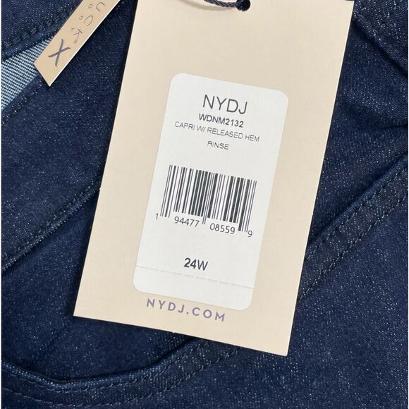 NWT NYDJ Capri Slim Fit Dark Wash Release Raw Hem Straight Jeans Plus Size 24W - Picture 6 of 9
